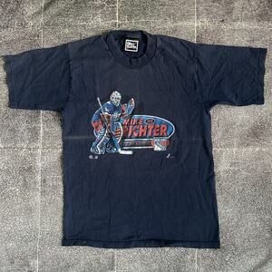 Mens Vintage 90s Pro Player New York Rangers Mike Richter Navy Blue T Shirt Sz S